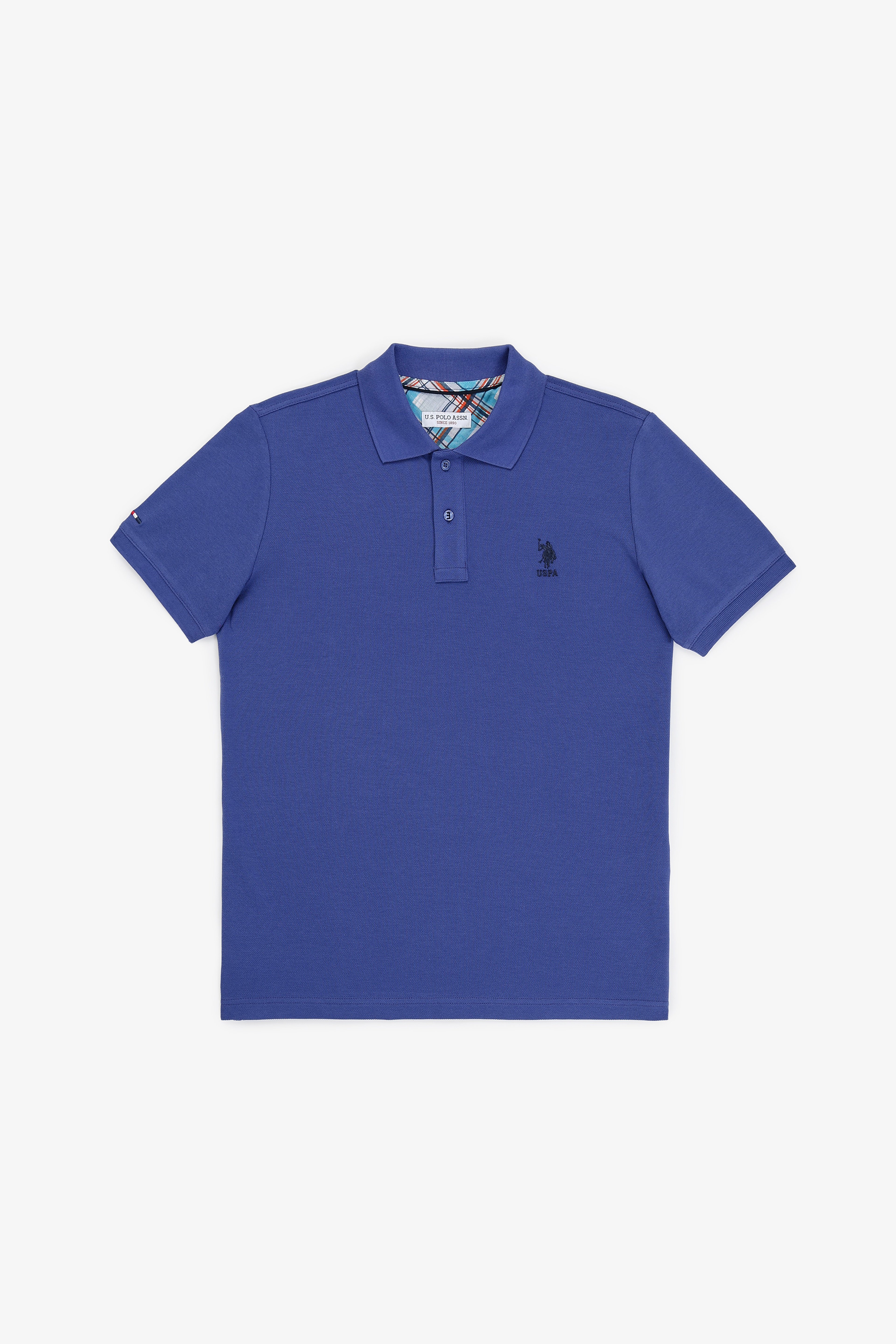 Erkek Slim Fit Polo Yaka Mavi Basic Tişört