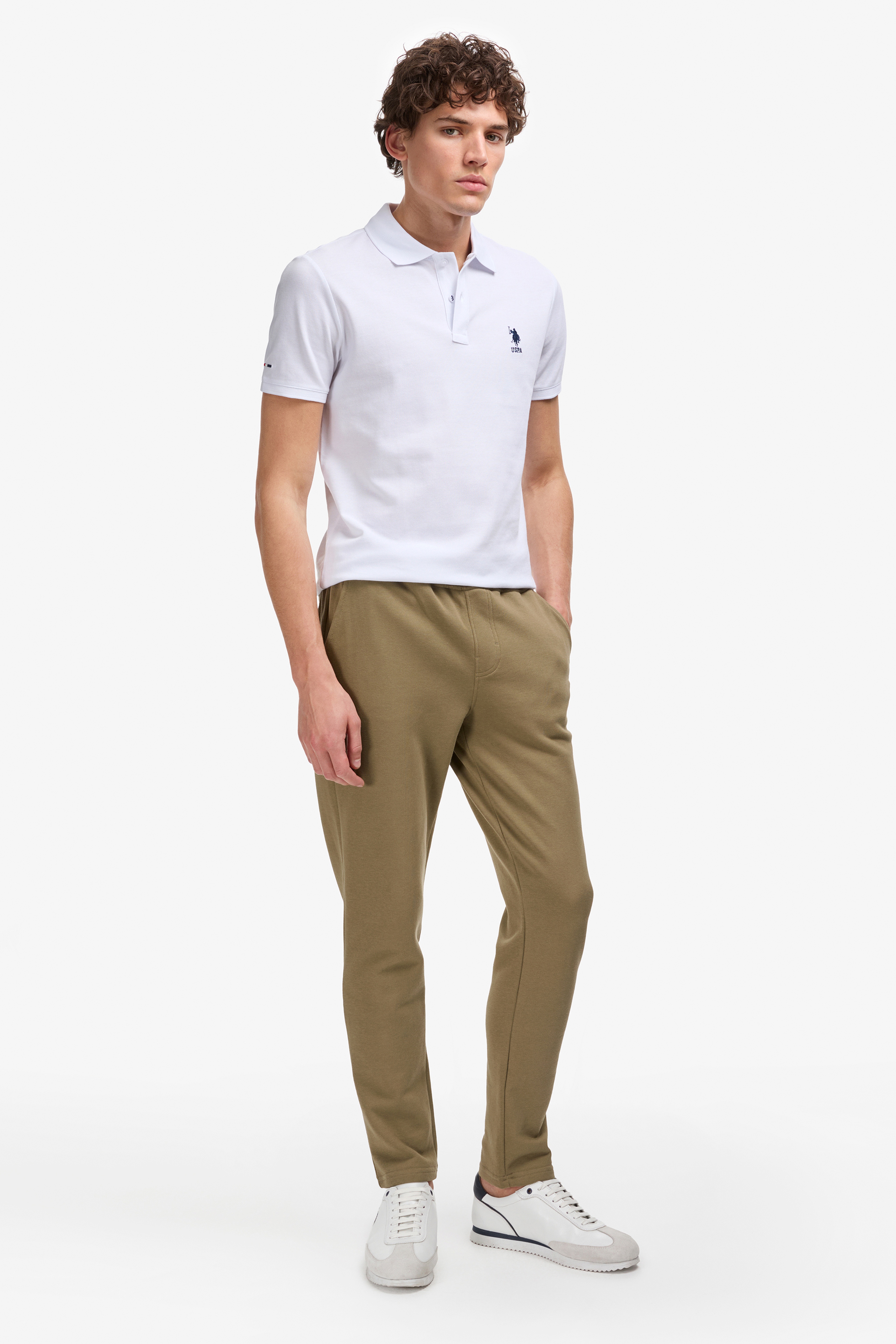 Erkek Slim Fit Polo Yaka Beyaz Basic Tişört