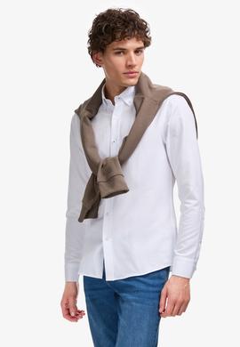 Erkek Beyaz Uzun Kollu Basic Gömlek - 50322159023