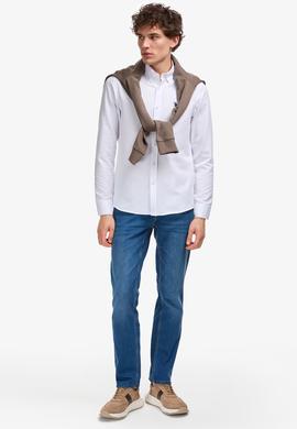 Erkek Beyaz Uzun Kollu Basic Gömlek - 50322159023