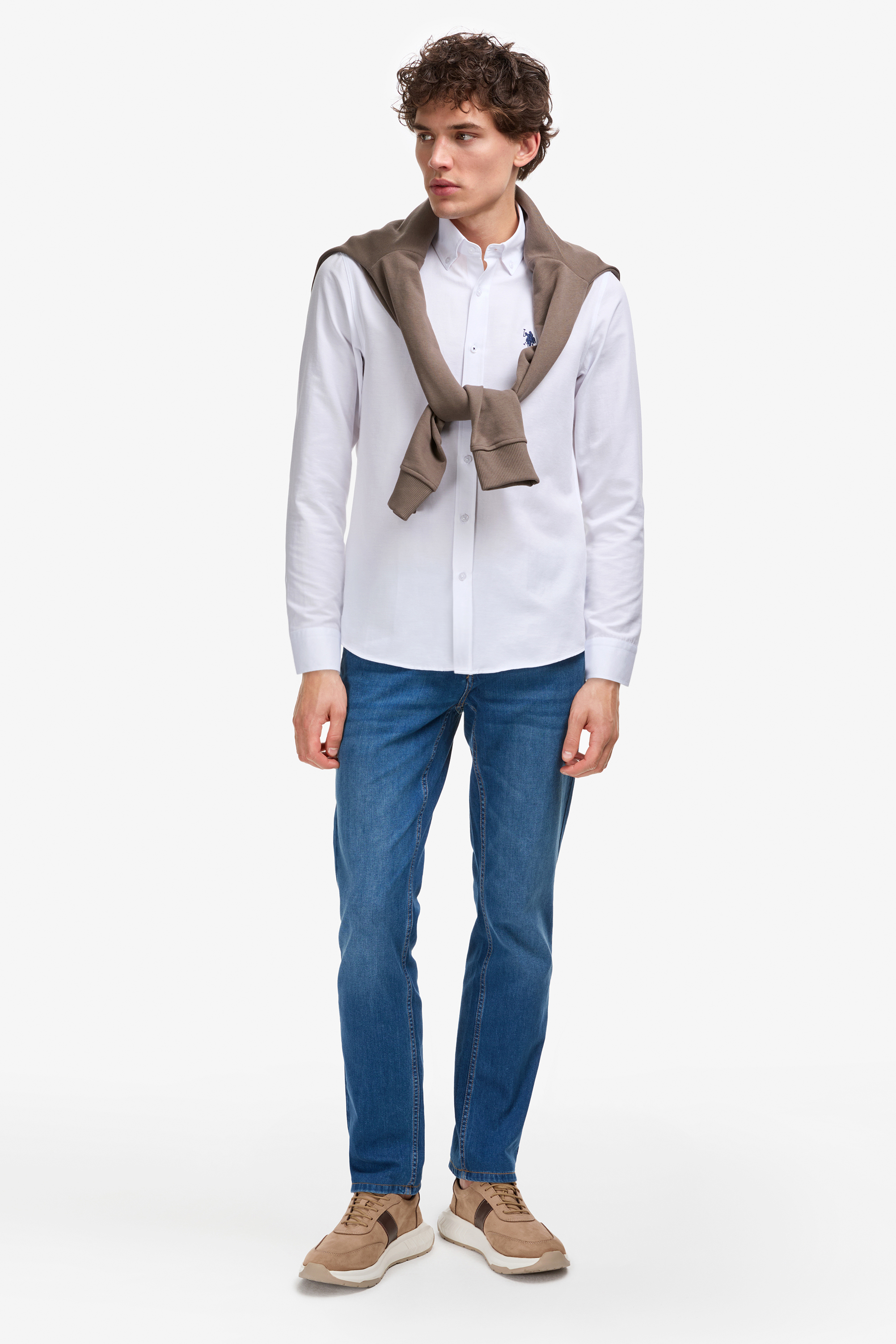 Erkek Beyaz Uzun Kollu Basic Gömlek - 50322159023