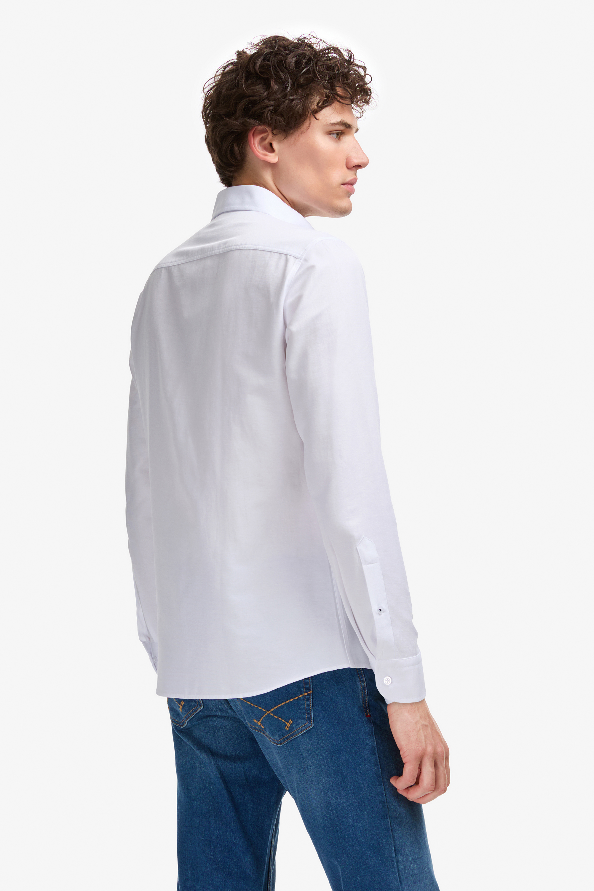 Erkek Beyaz Uzun Kollu Basic Gömlek - 50322159023