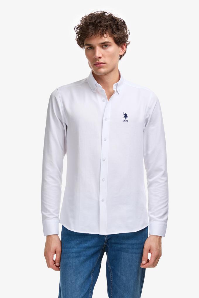 Erkek Beyaz Uzun Kollu Basic Gömlek