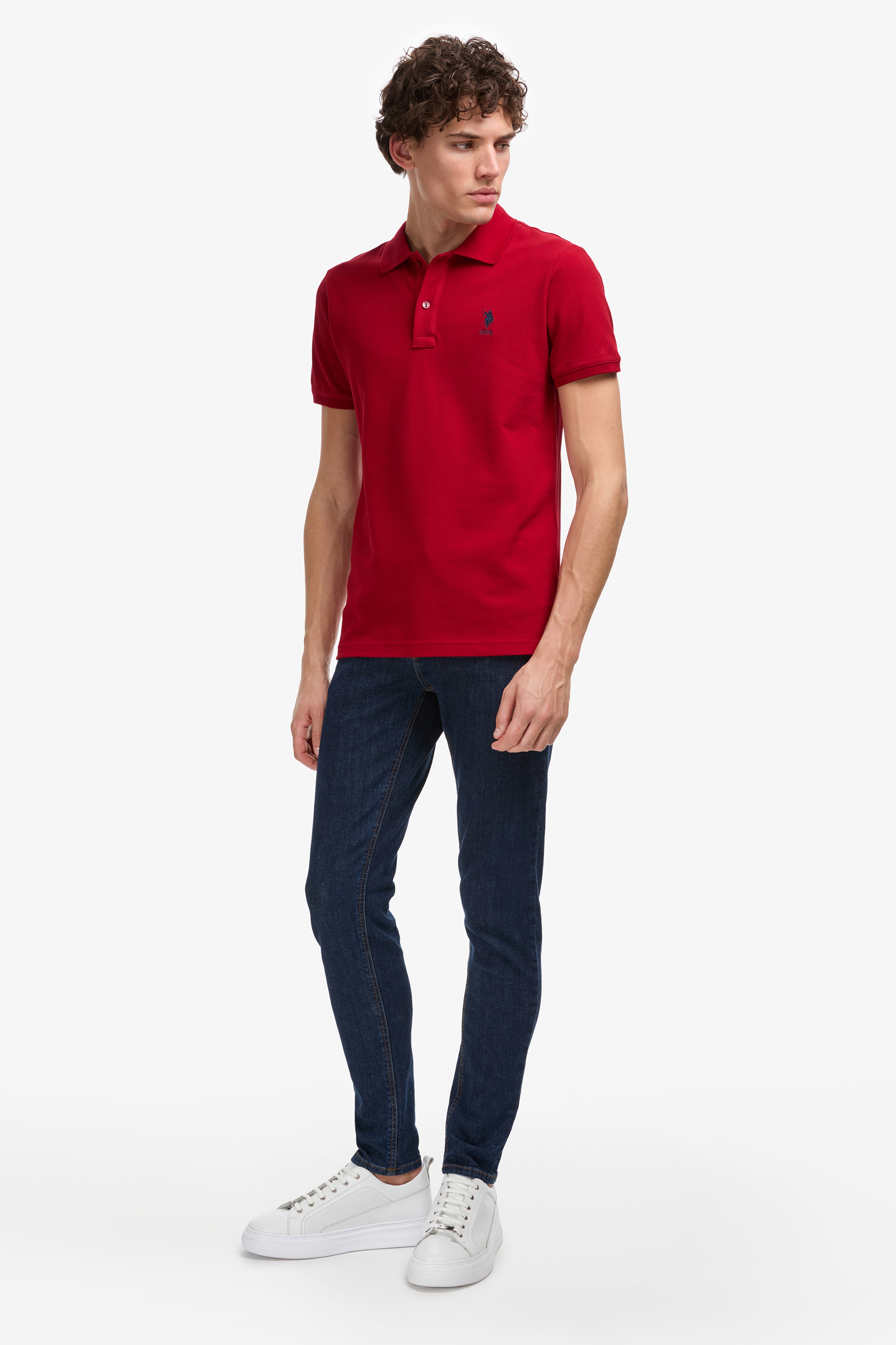 Erkek Slim Fit Polo Yaka Bordo Basic Tişört