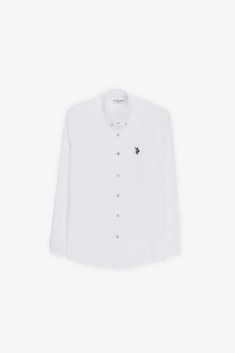 Erkek Beyaz Uzun Kollu Basic Gömlek - 50322161013