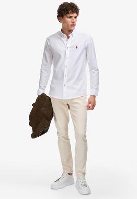 Erkek Beyaz Uzun Kollu Basic Gömlek - 50322161013