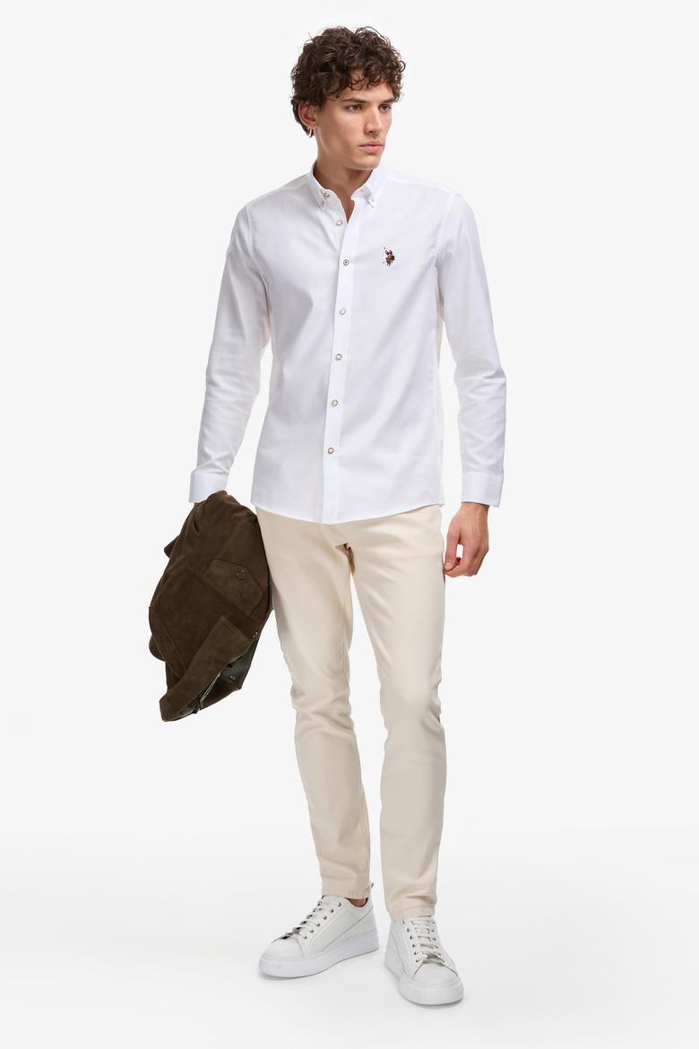 Erkek Beyaz Uzun Kollu Basic Gömlek - 50322161013