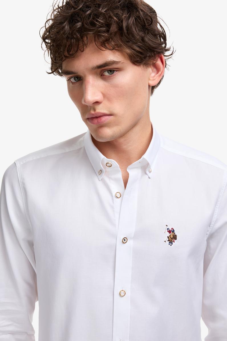 Erkek Beyaz Uzun Kollu Basic Gömlek