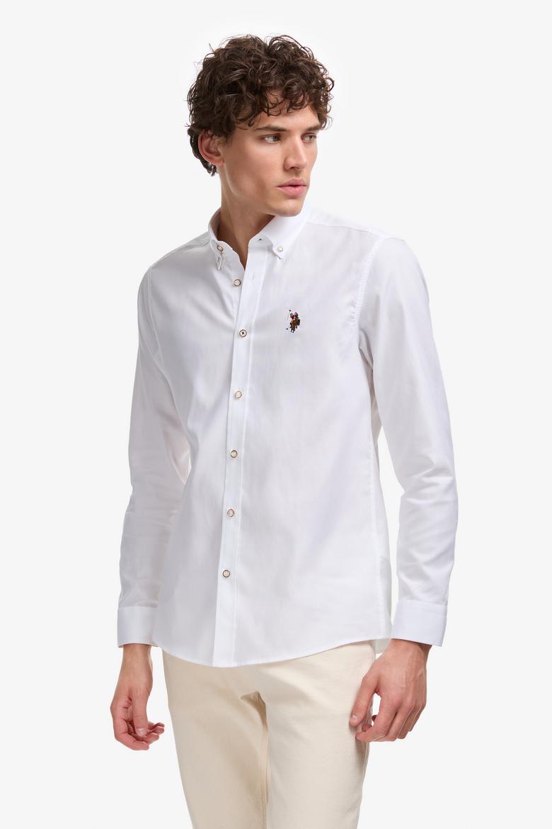Erkek Beyaz Uzun Kollu Basic Gömlek - 50322161013
