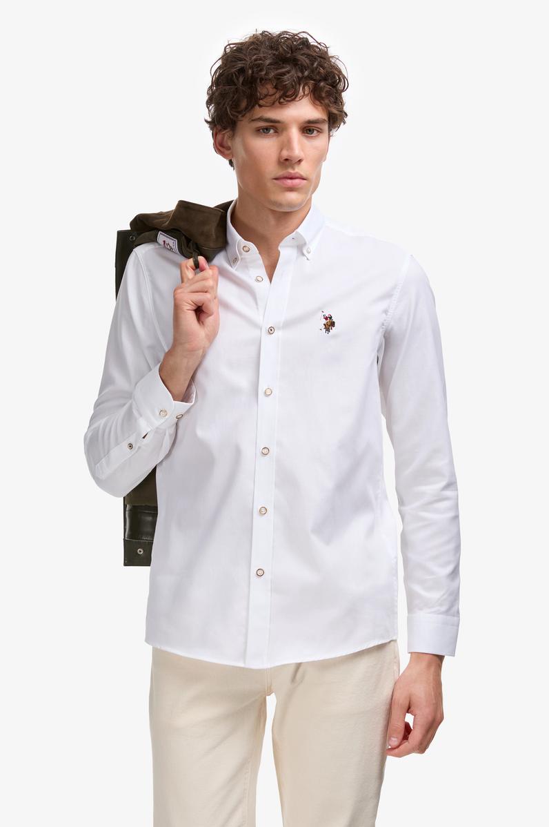 Erkek Beyaz Uzun Kollu Basic Gömlek
