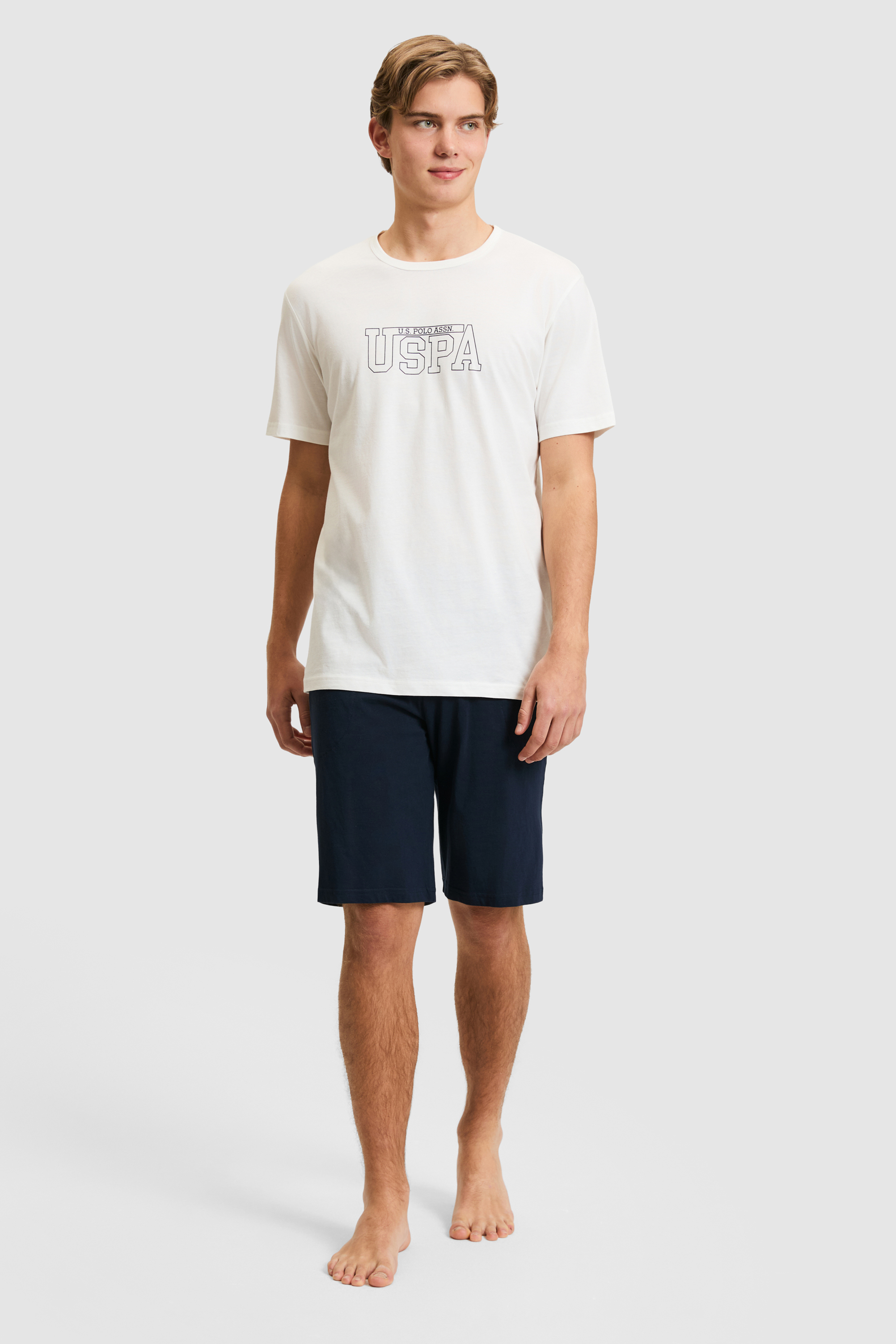 Erkek Ekru Pijama Takımı