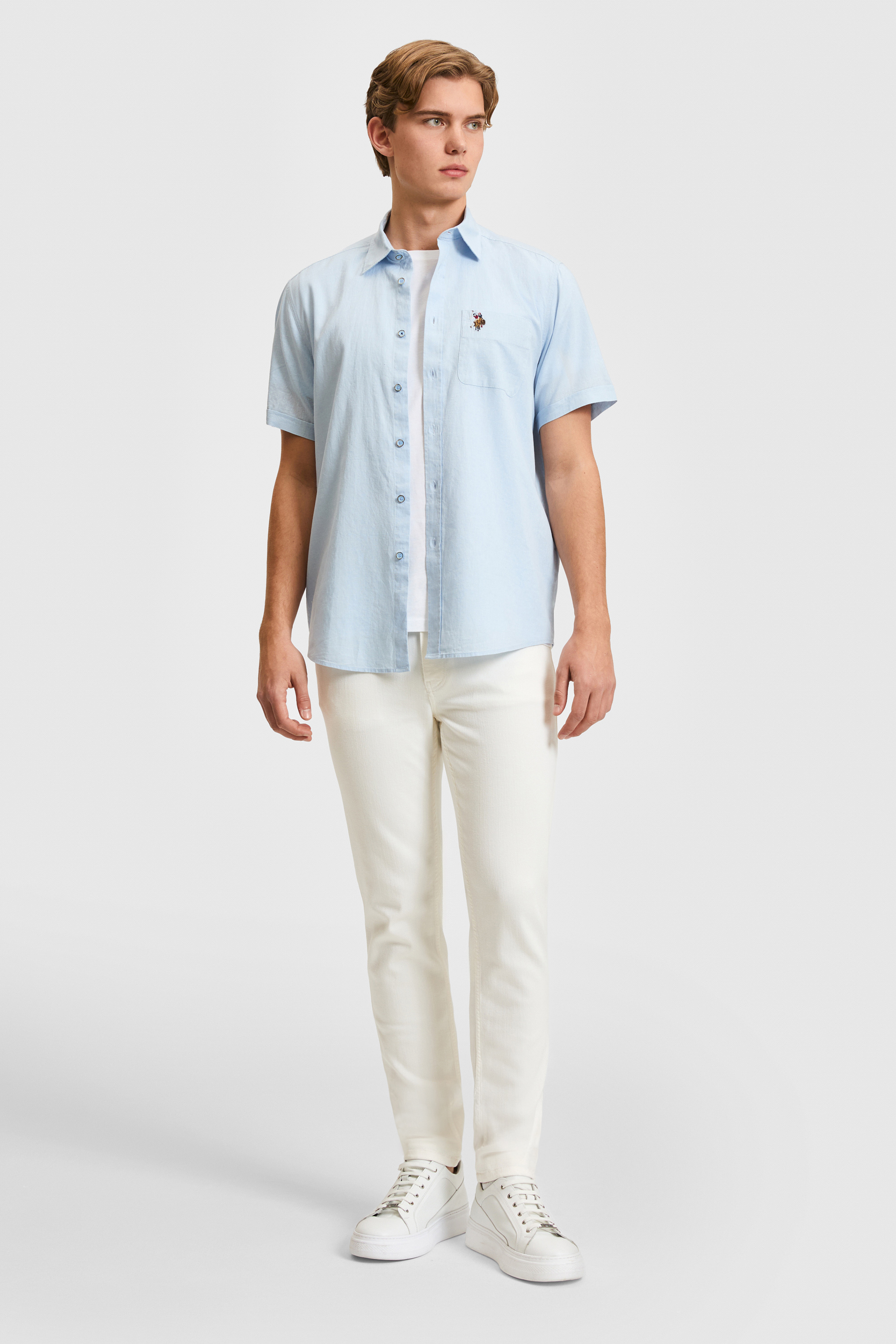 Erkek Açık Mavi Kısa Kollu Gömlek - 50319023007