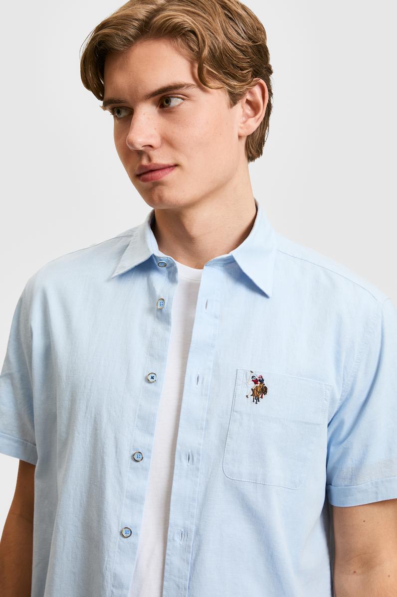 Erkek Açık Mavi Kısa Kollu Gömlek
