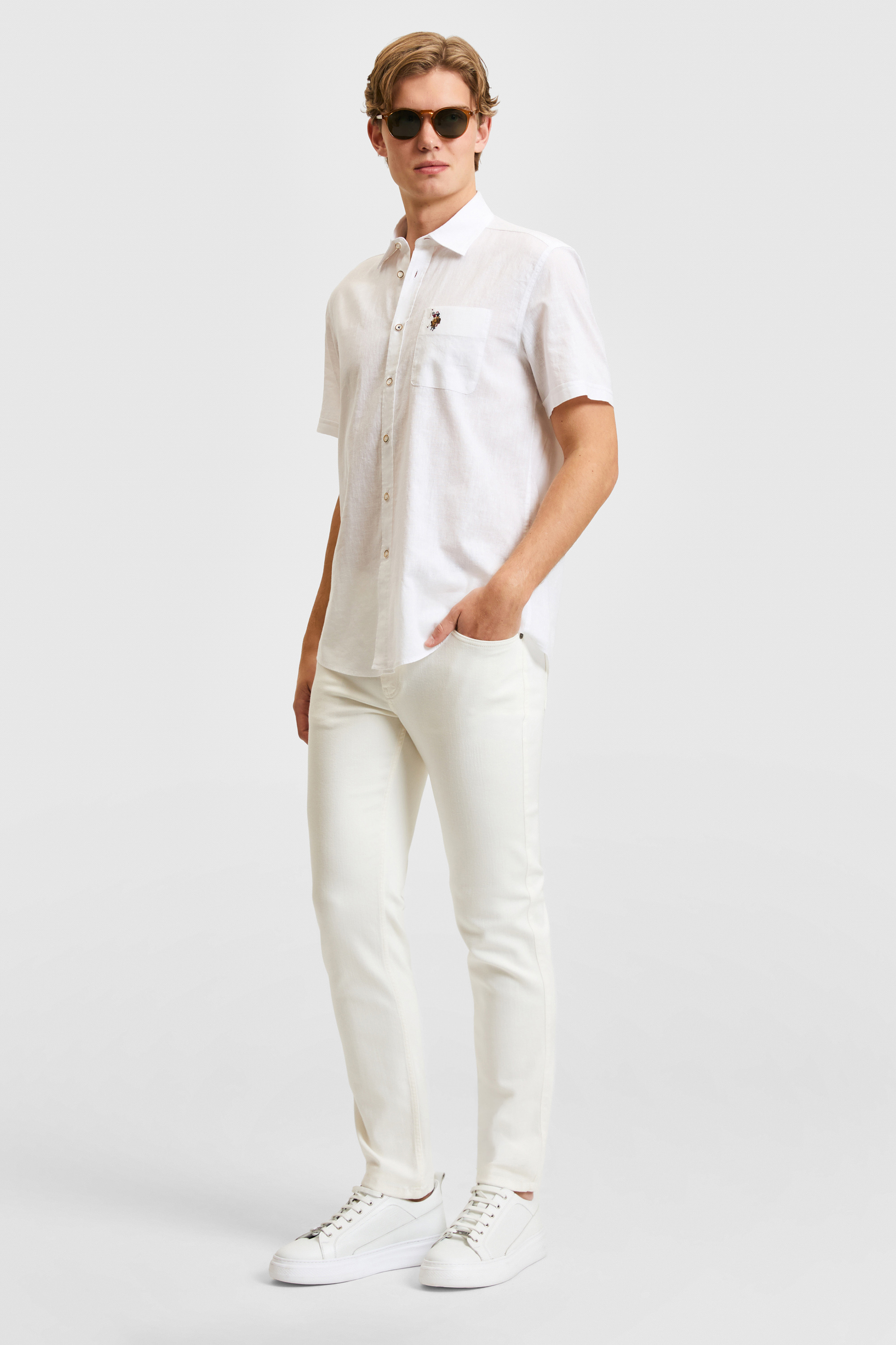 Erkek Beyaz Kısa Kollu Gömlek - 50319023017