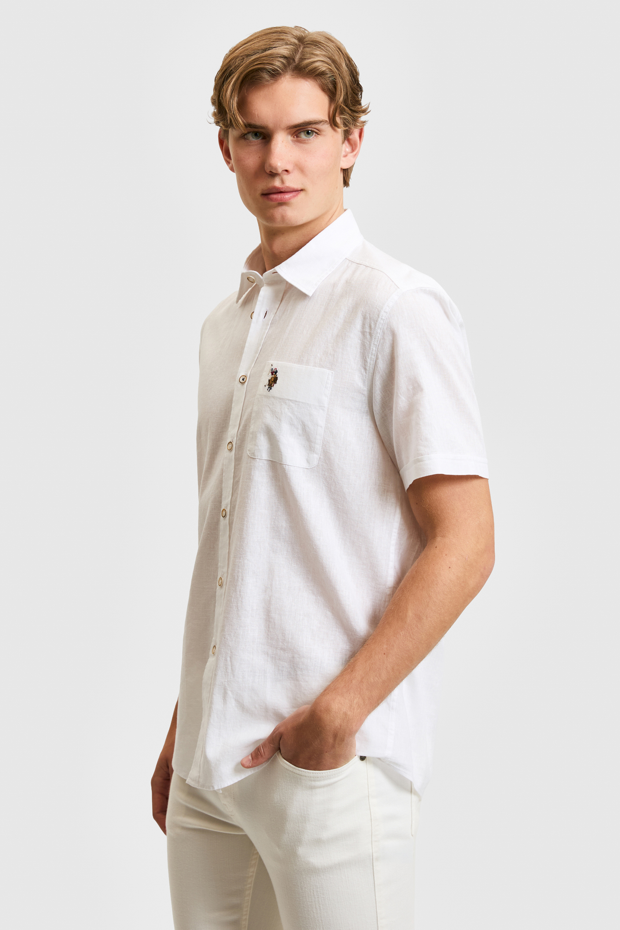 Erkek Beyaz Kısa Kollu Gömlek - 50319023017