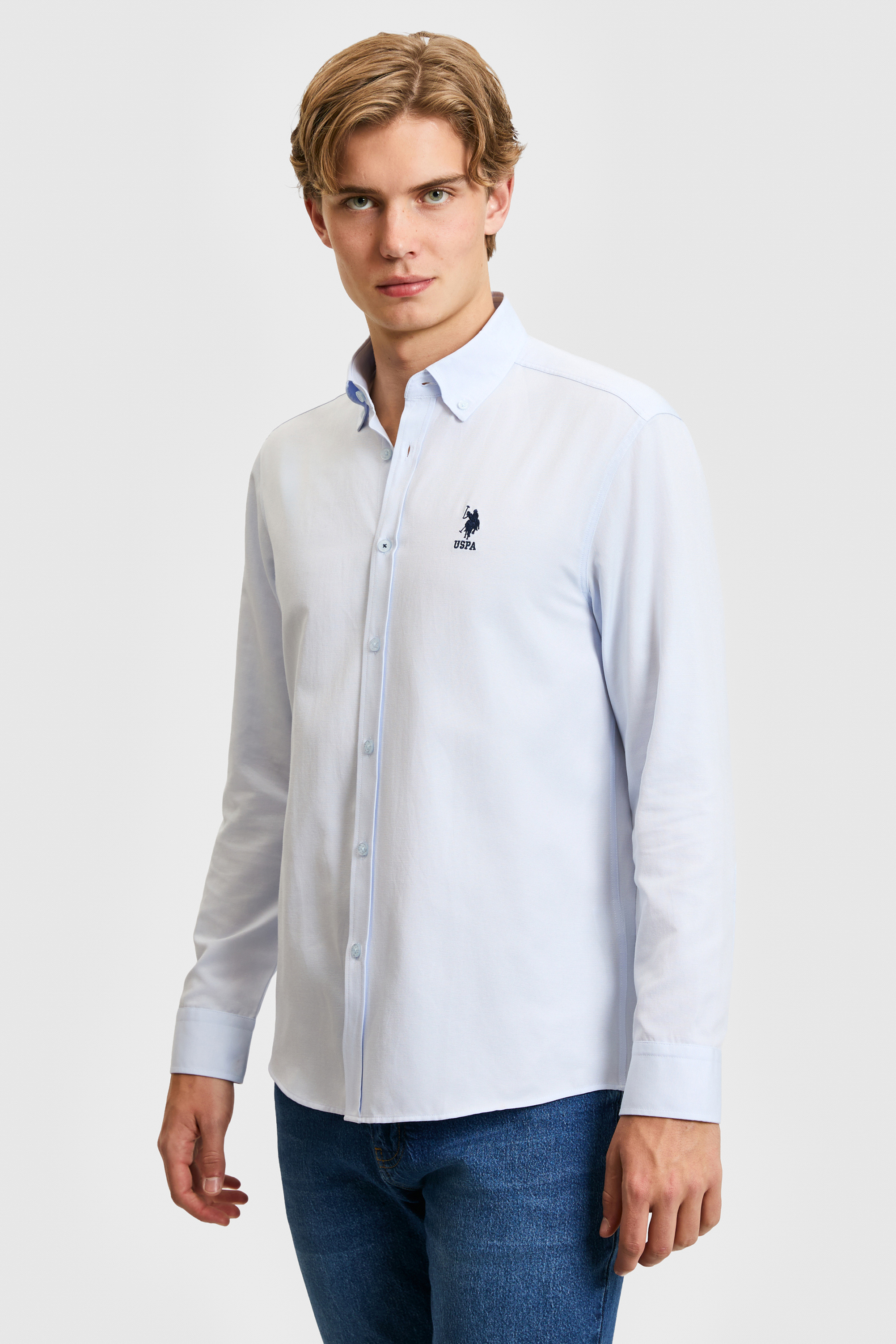 Erkek Açık Mavi Uzun Kollu Basic Gömlek - 50320276009