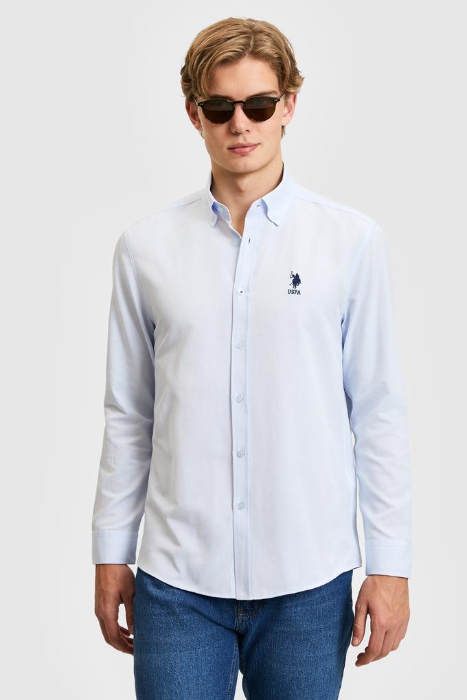 Erkek Açık Mavi Uzun Kollu Basic Gömlek