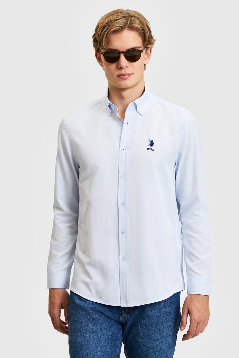 Erkek Açık Mavi Uzun Kollu Basic Gömlek