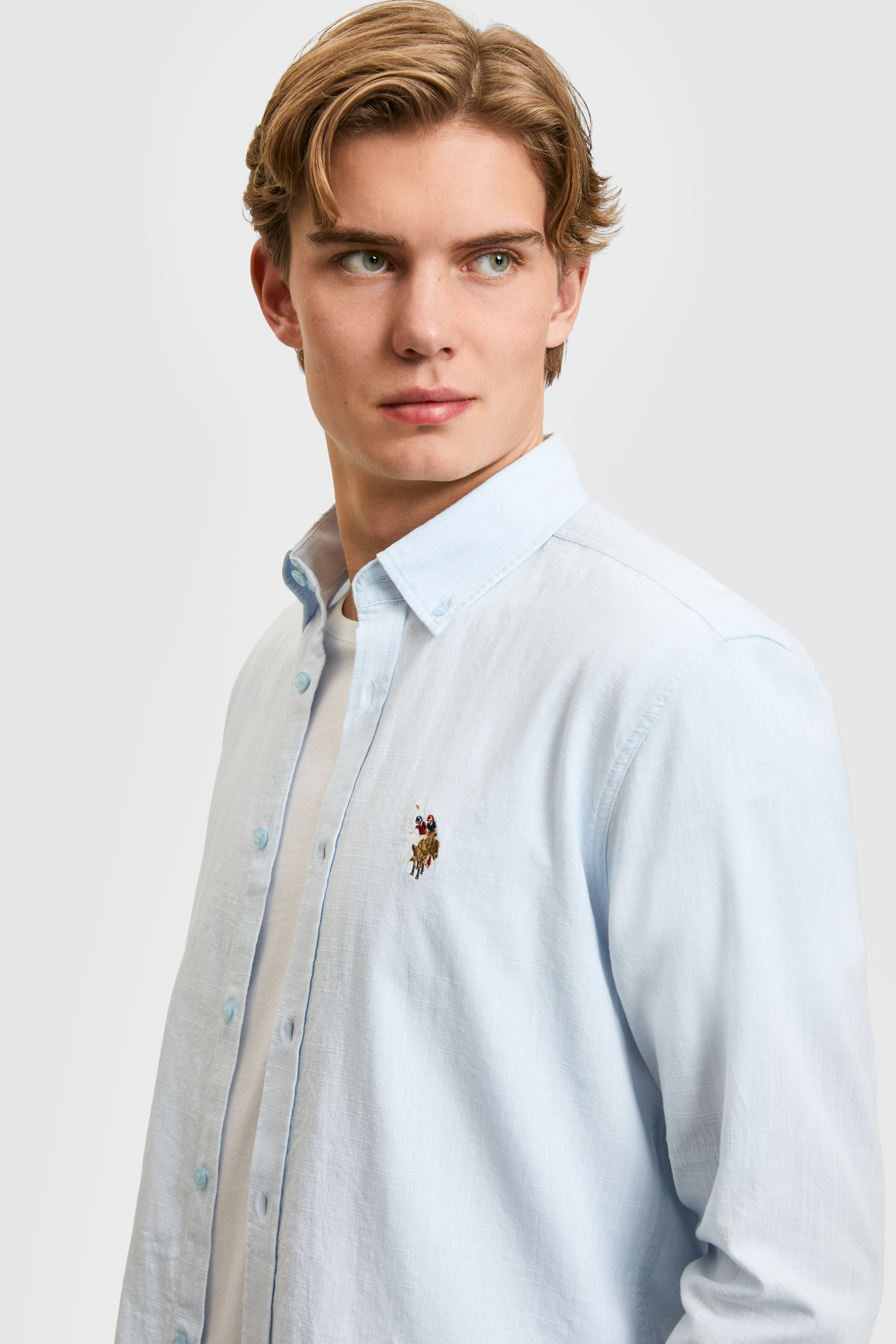 Erkek Açık Mavi Uzun Kollu Basic Gömlek - 50320255009