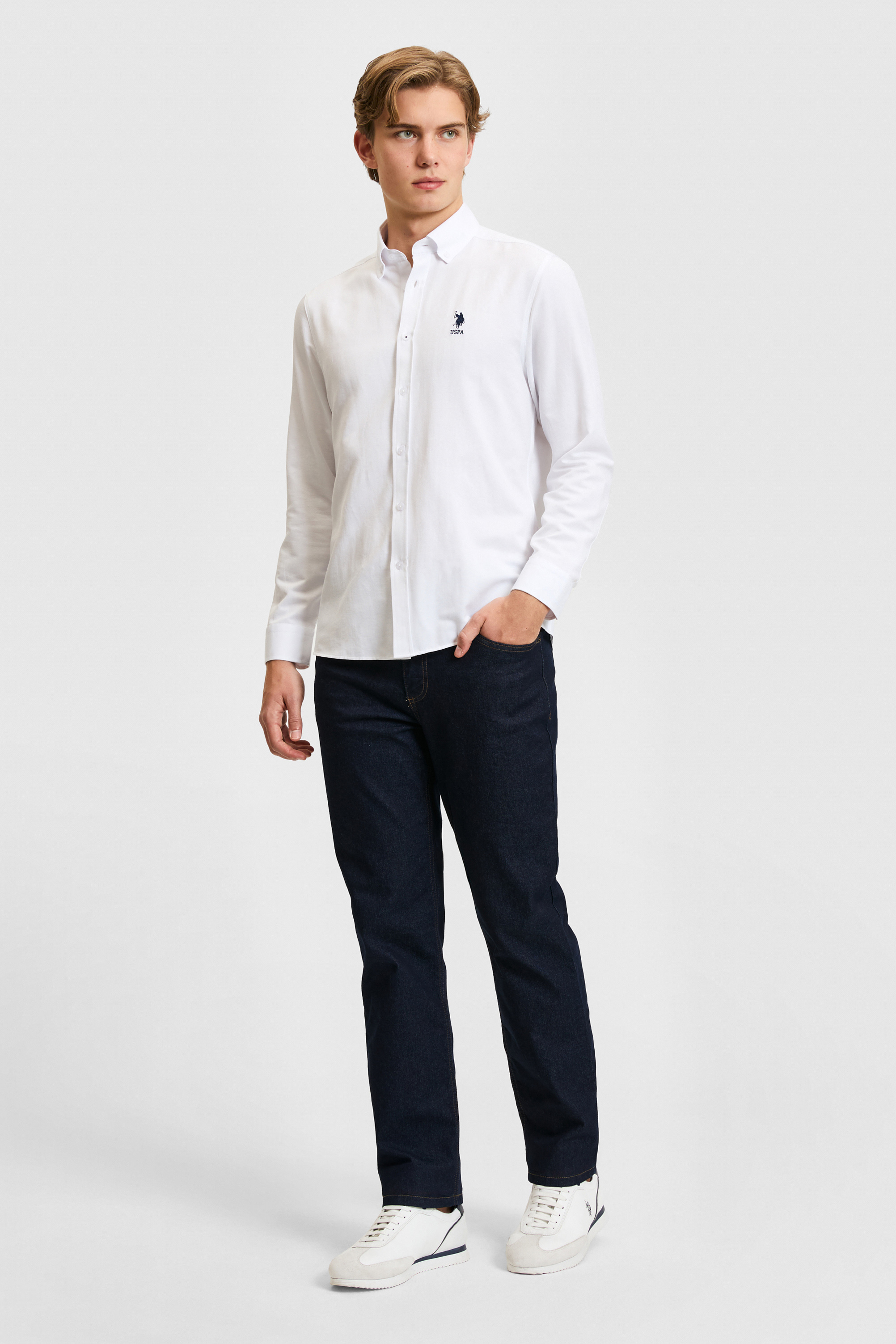 Erkek Beyaz Uzun Kollu Basic Gömlek - 50320276020