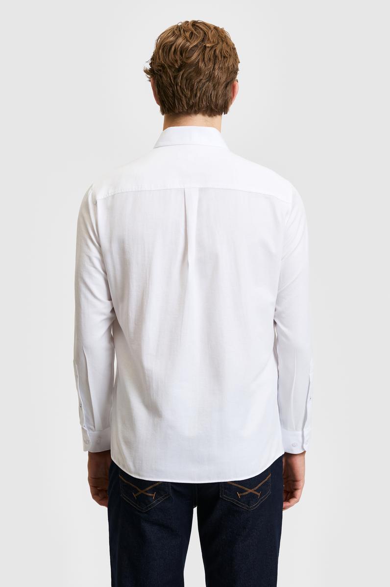 Erkek Beyaz Uzun Kollu Basic Gömlek