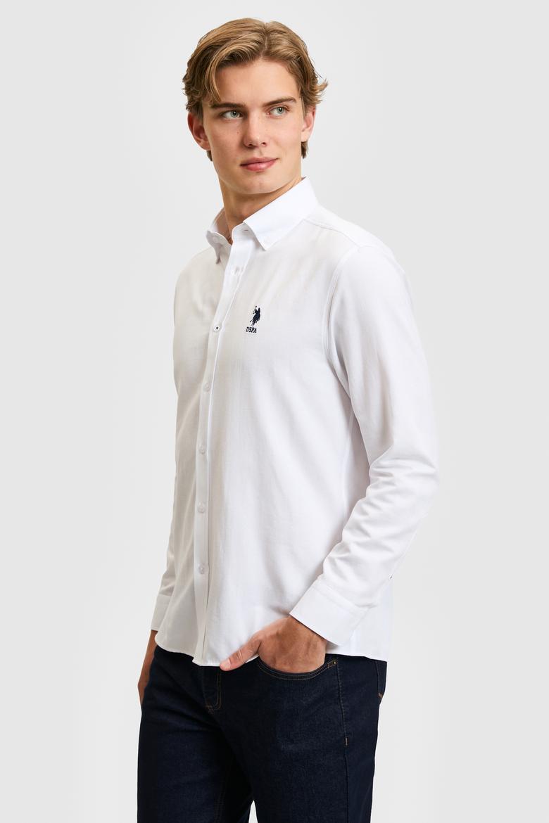Erkek Beyaz Uzun Kollu Basic Gömlek