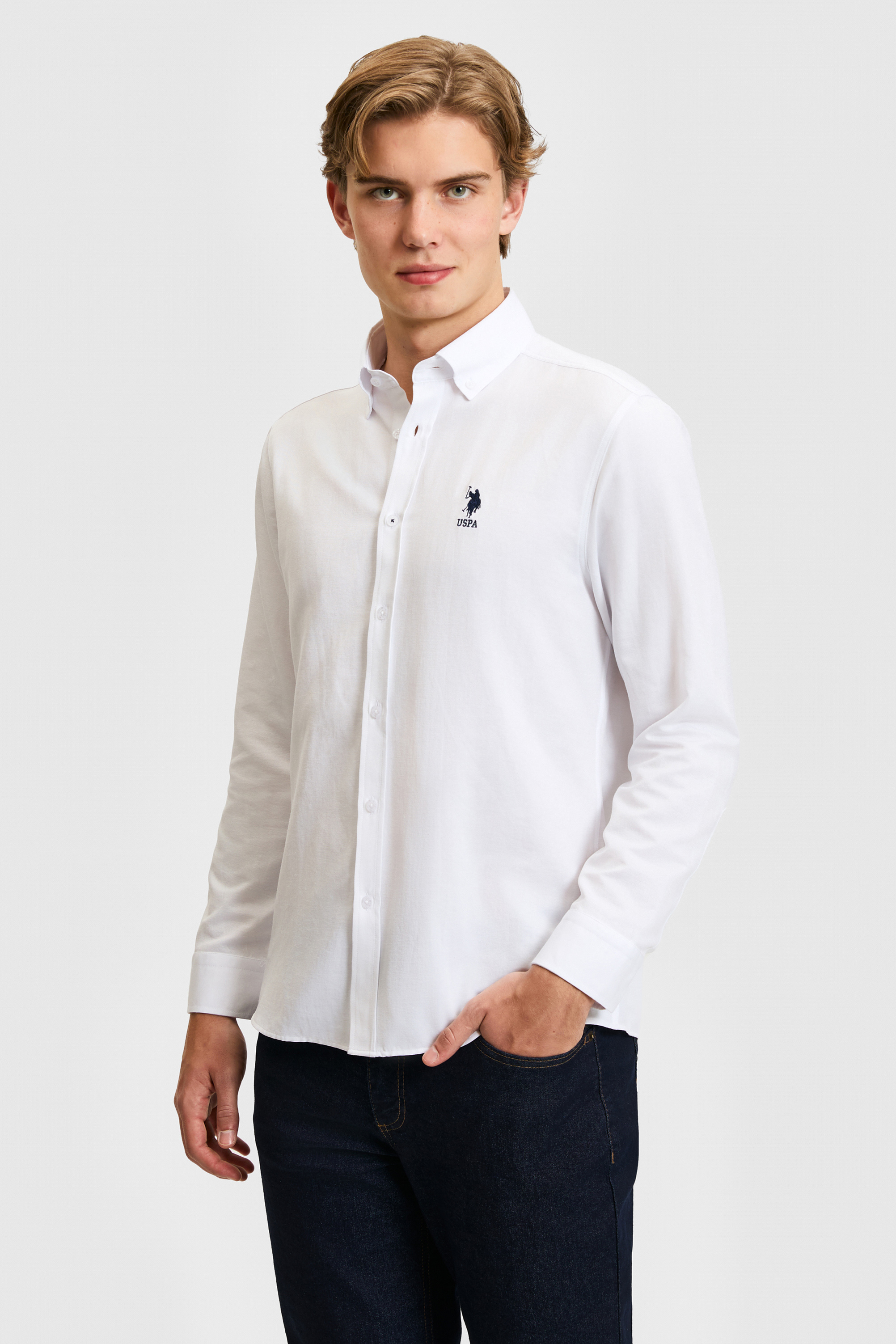 Erkek Beyaz Uzun Kollu Basic Gömlek - 50320276020