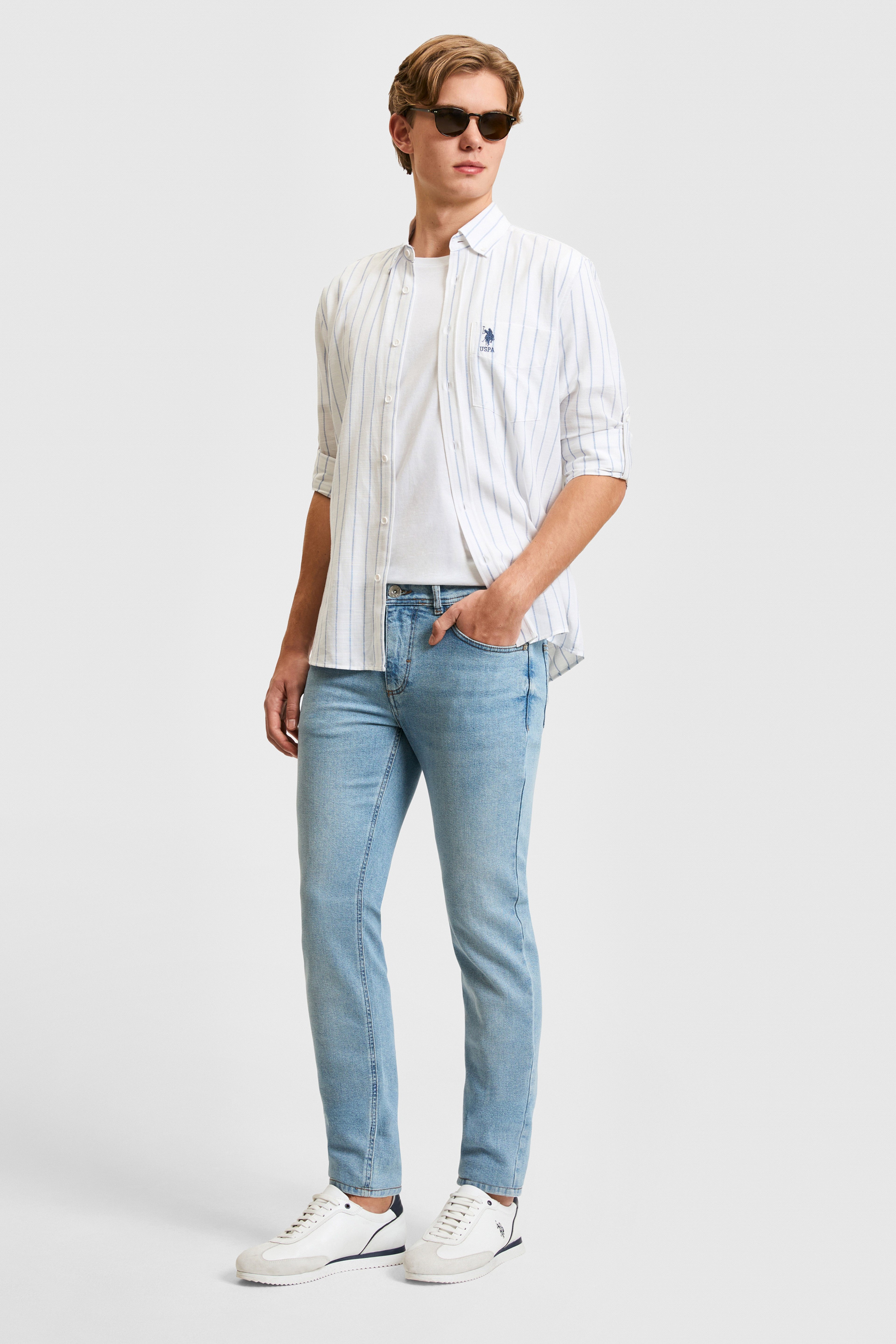 Erkek Açık Mavi Slim Fit Jean Pantolon - Image 1