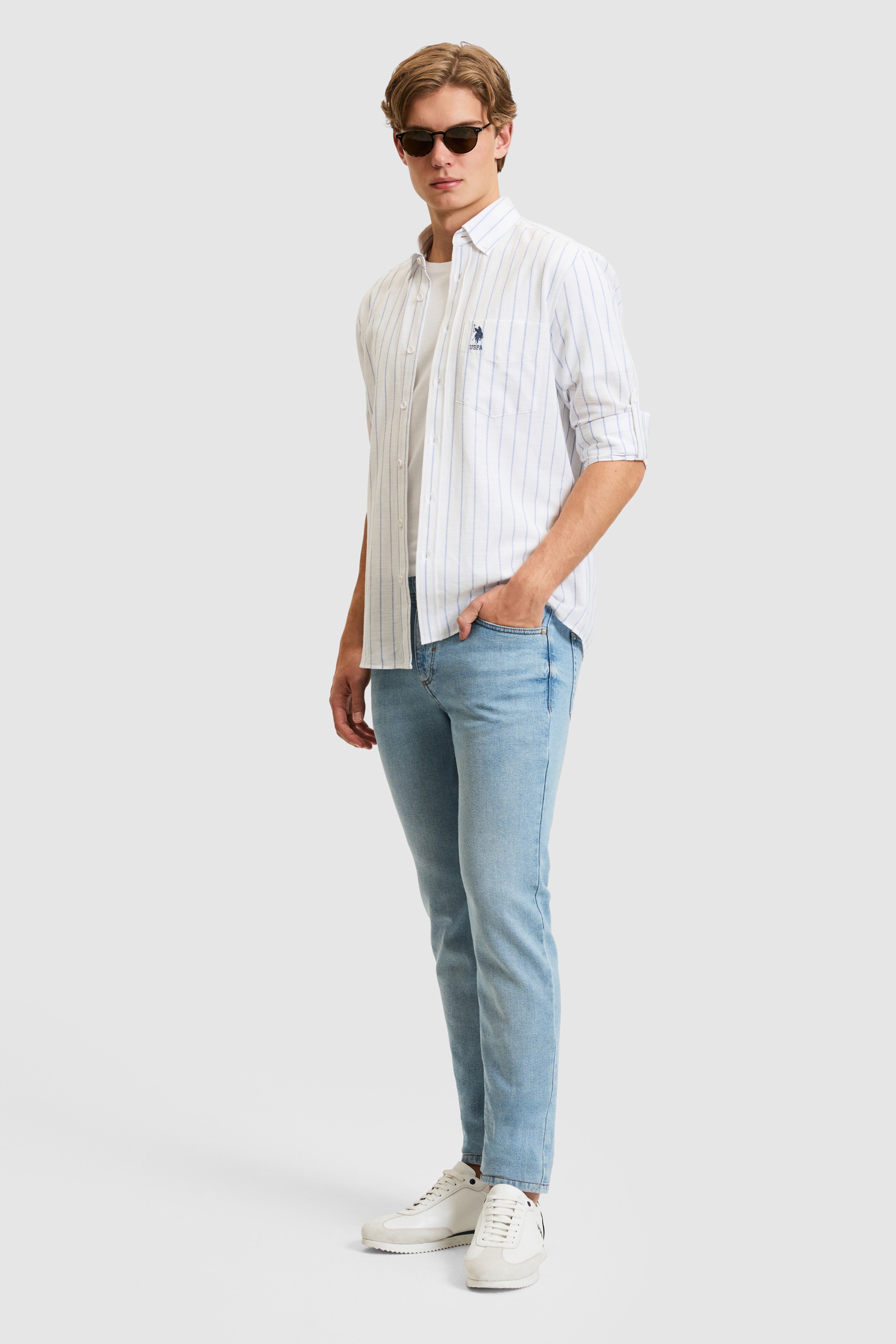 Erkek Açık Mavi Slim Fit Jean Pantolon