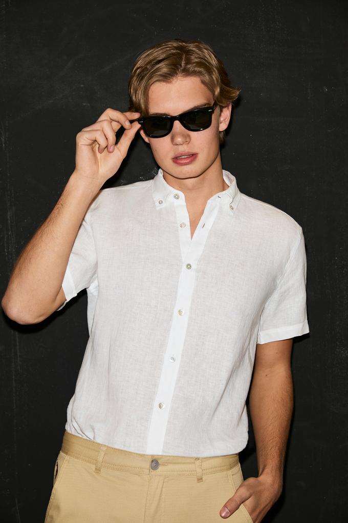 Erkek Beyaz Kısa Kollu Gömlek