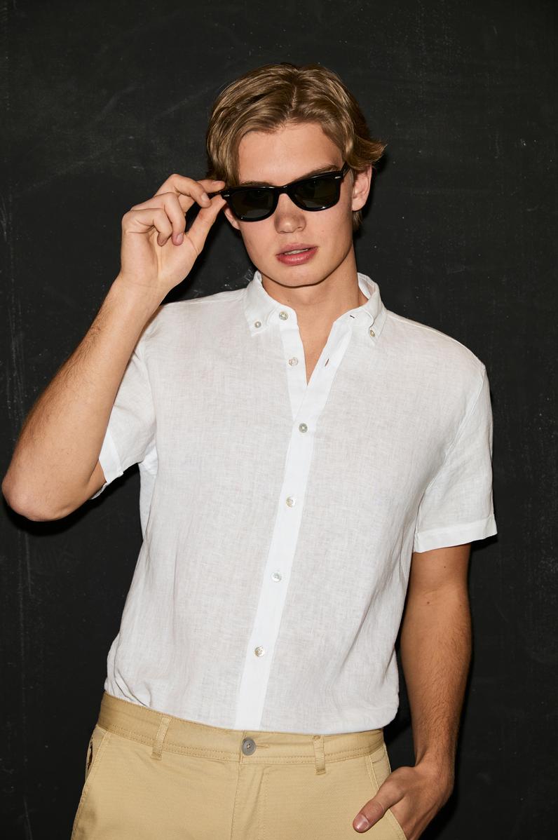 Erkek Beyaz Kısa Kollu Gömlek