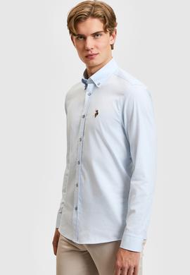 Erkek Açık Mavi Uzun Kollu Basic Gömlek - 50322161002