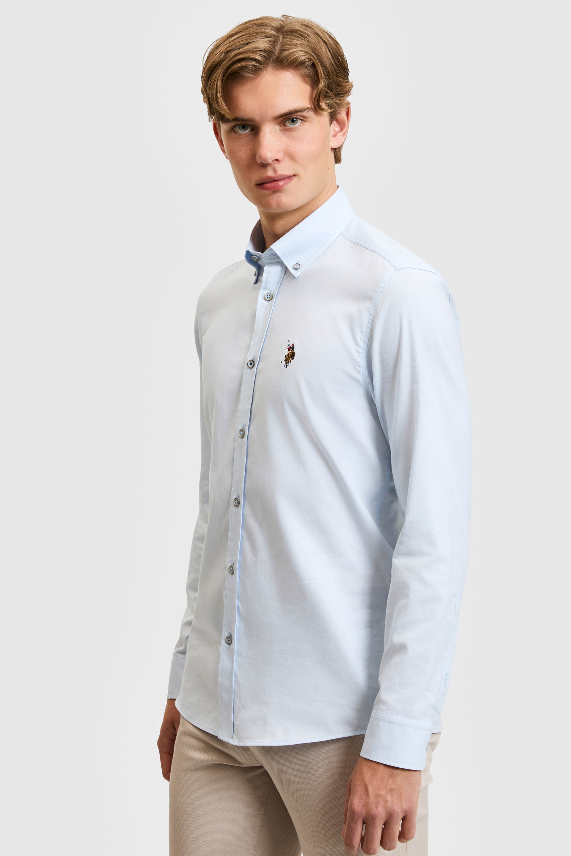 Erkek Açık Mavi Uzun Kollu Basic Gömlek - 50322161002