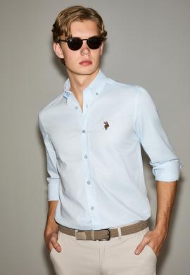 Erkek Açık Mavi Uzun Kollu Basic Gömlek - 50322161002