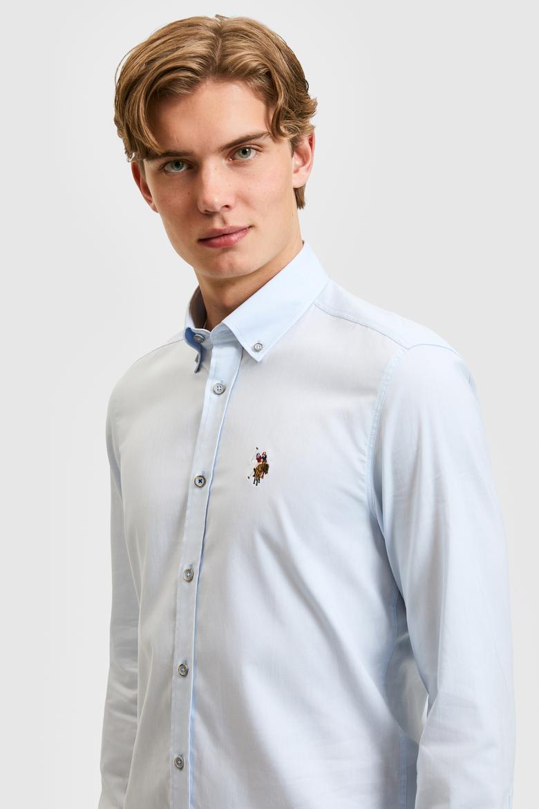 Erkek Açık Mavi Uzun Kollu Basic Gömlek - 50322161002