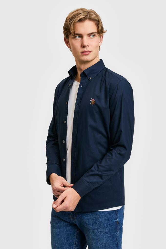 Erkek Lacivert Uzun Kollu Basic Gömlek