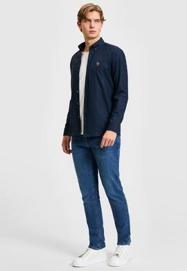 Erkek Lacivert Uzun Kollu Basic Gömlek - 50322161033