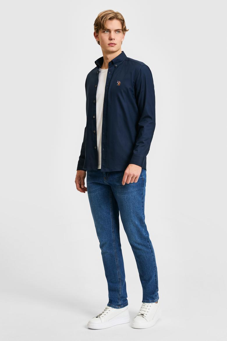 Erkek Lacivert Uzun Kollu Basic Gömlek - 50322161033