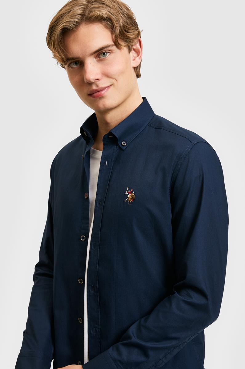 Erkek Lacivert Uzun Kollu Basic Gömlek