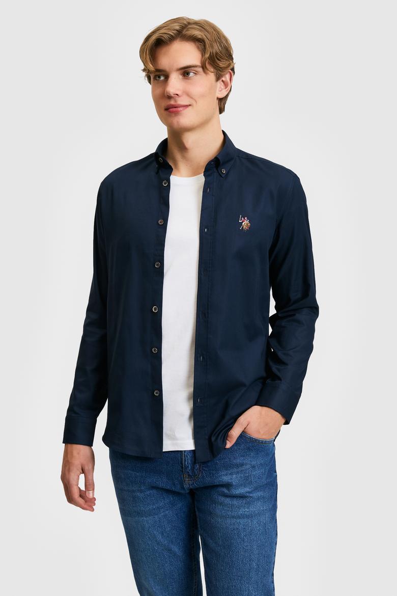 Erkek Lacivert Uzun Kollu Basic Gömlek - 50322161033