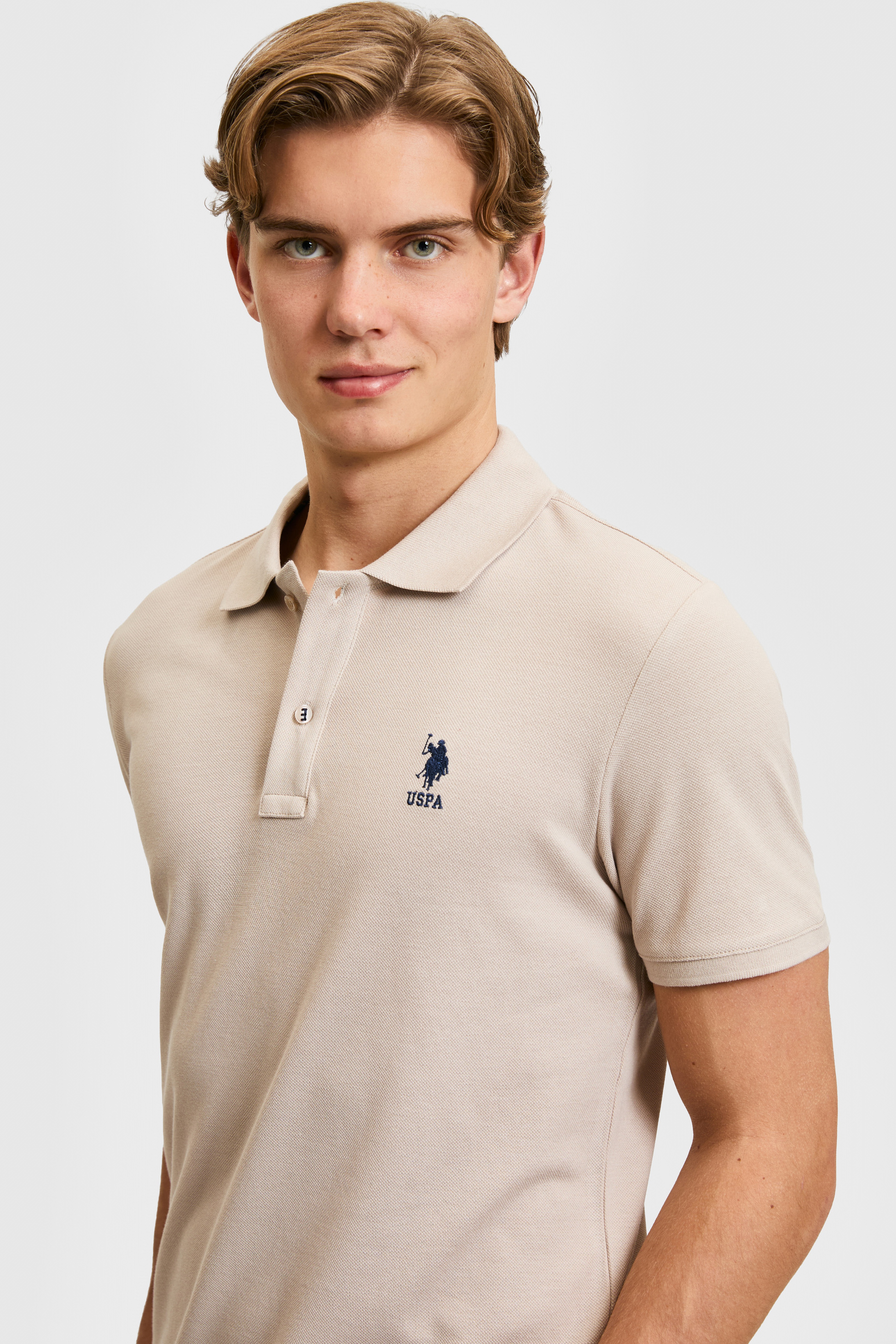 Erkek Slim Fit Polo Yaka Taş Basic Tişört - Image 2