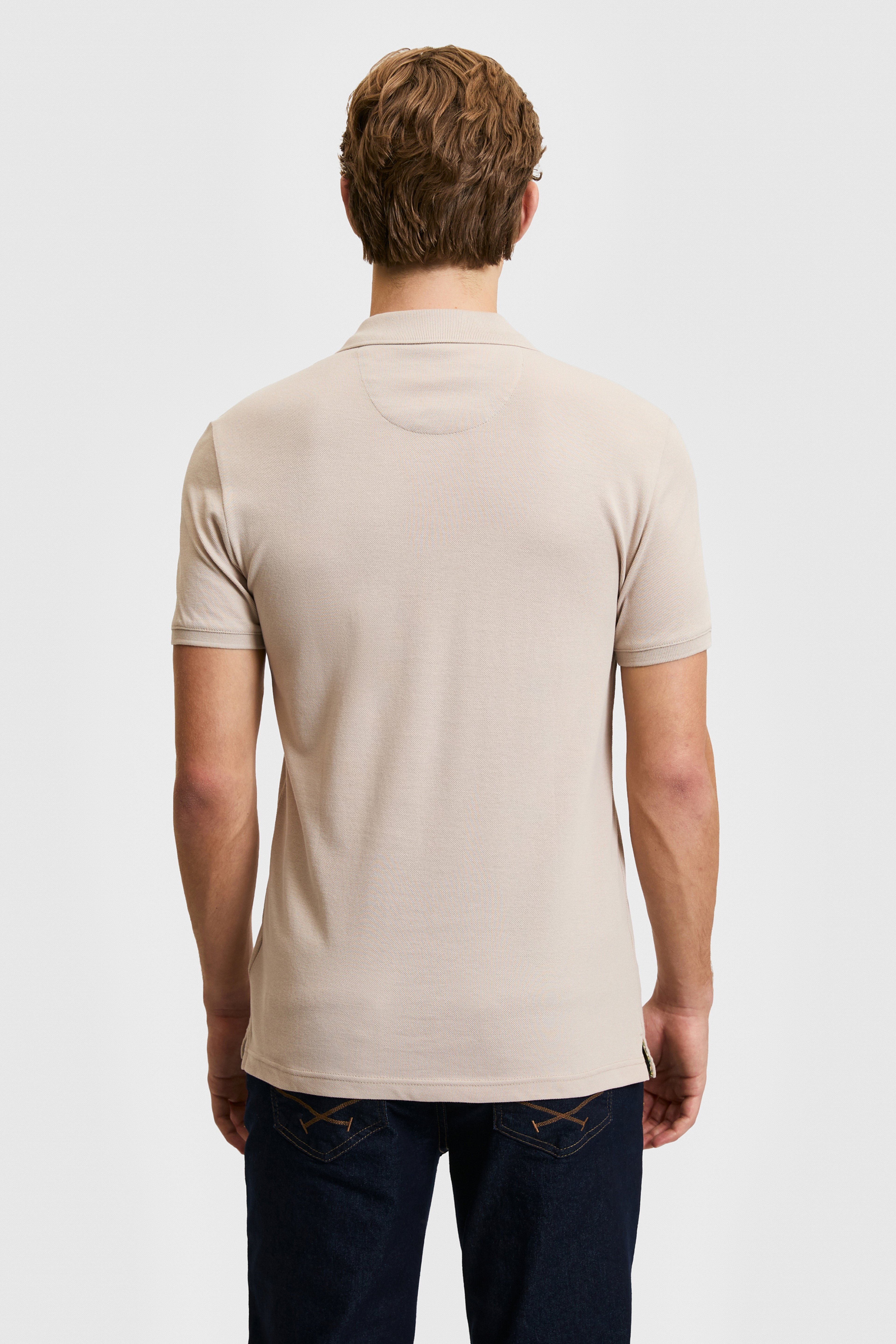 Erkek Slim Fit Polo Yaka Taş Basic Tişört