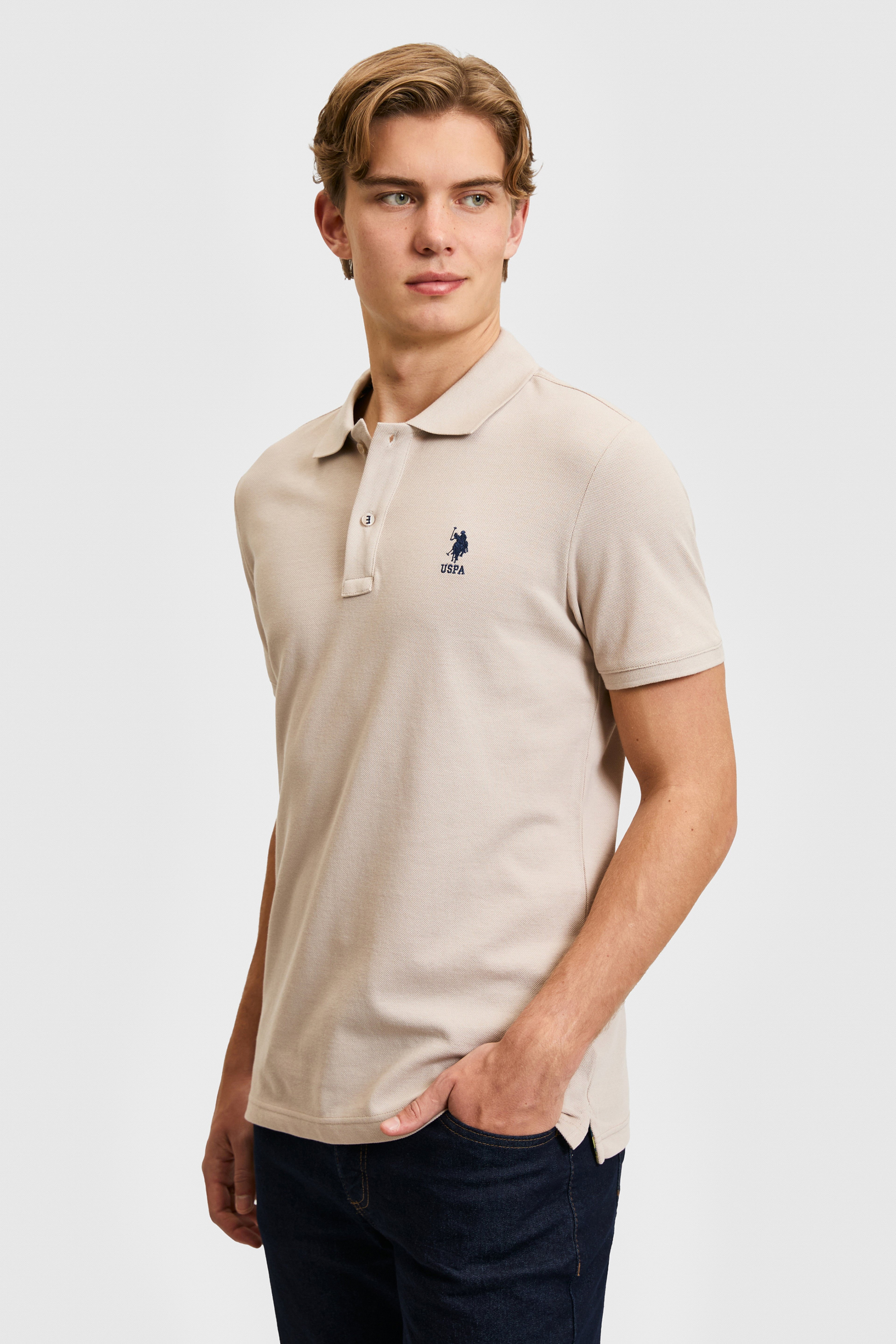 Erkek Slim Fit Polo Yaka Taş Basic Tişört
