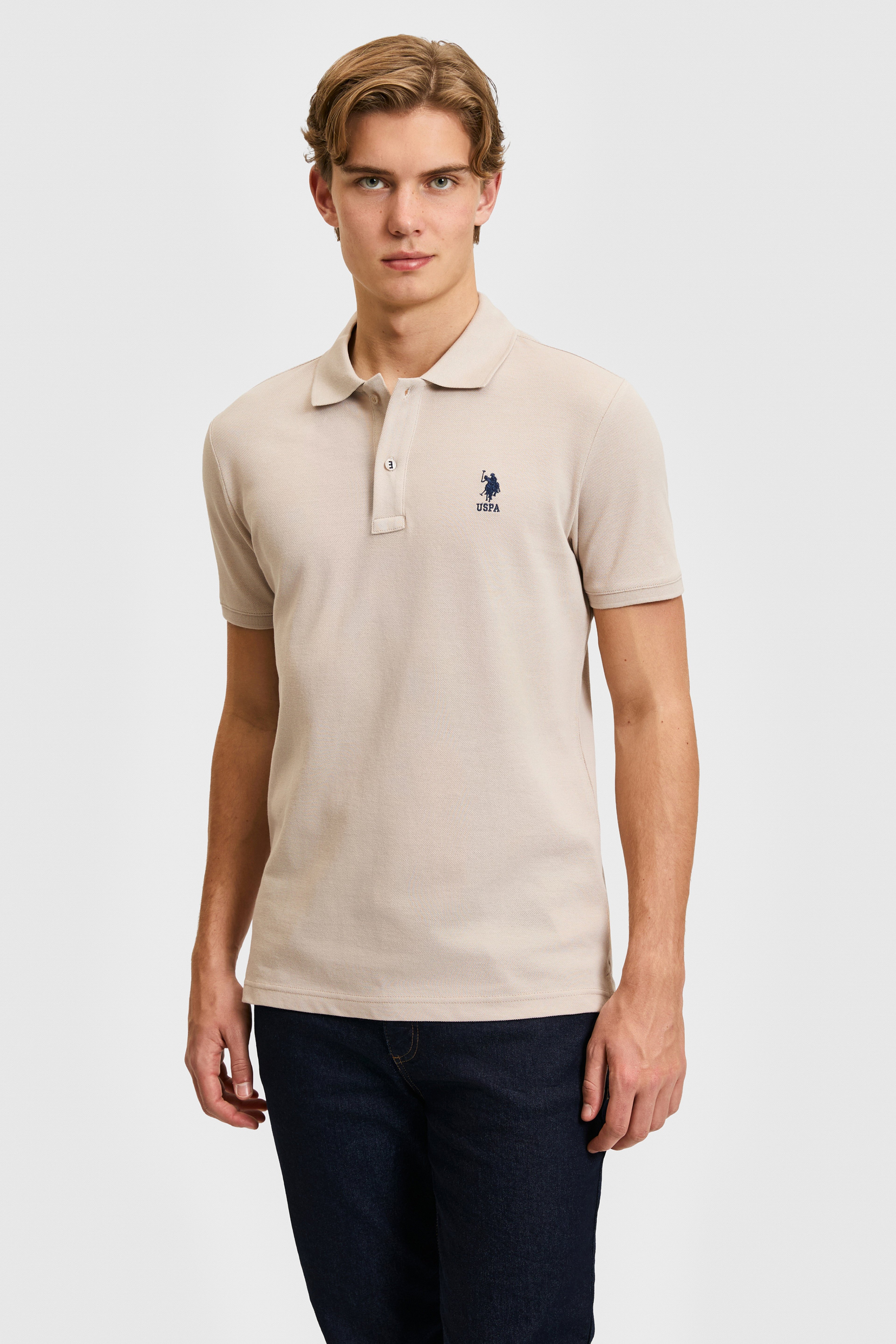 Erkek Slim Fit Polo Yaka Taş Basic Tişört - Image 1