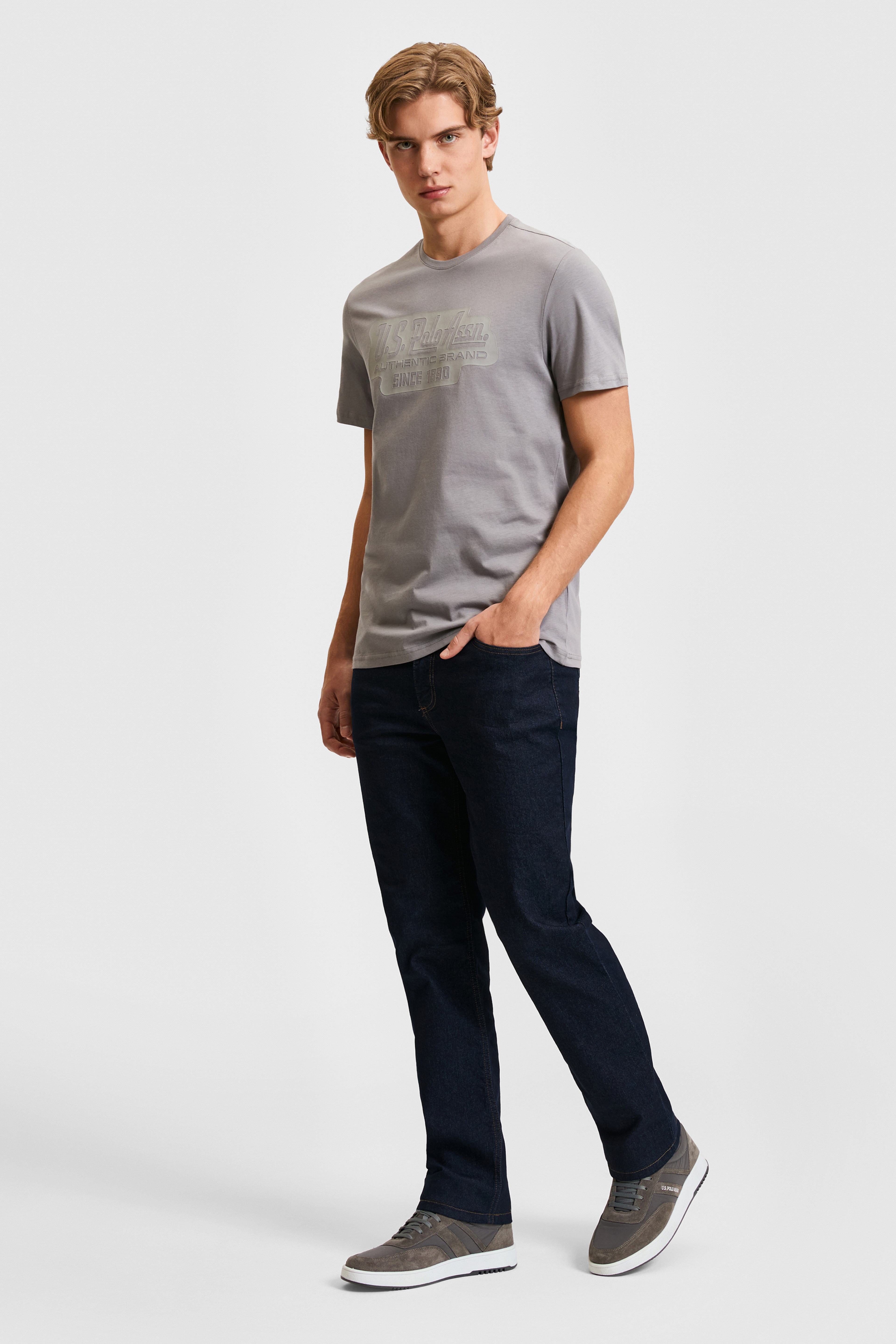 Erkek Regular Fit Bisiklet Yaka Gri Tişört - Image 4