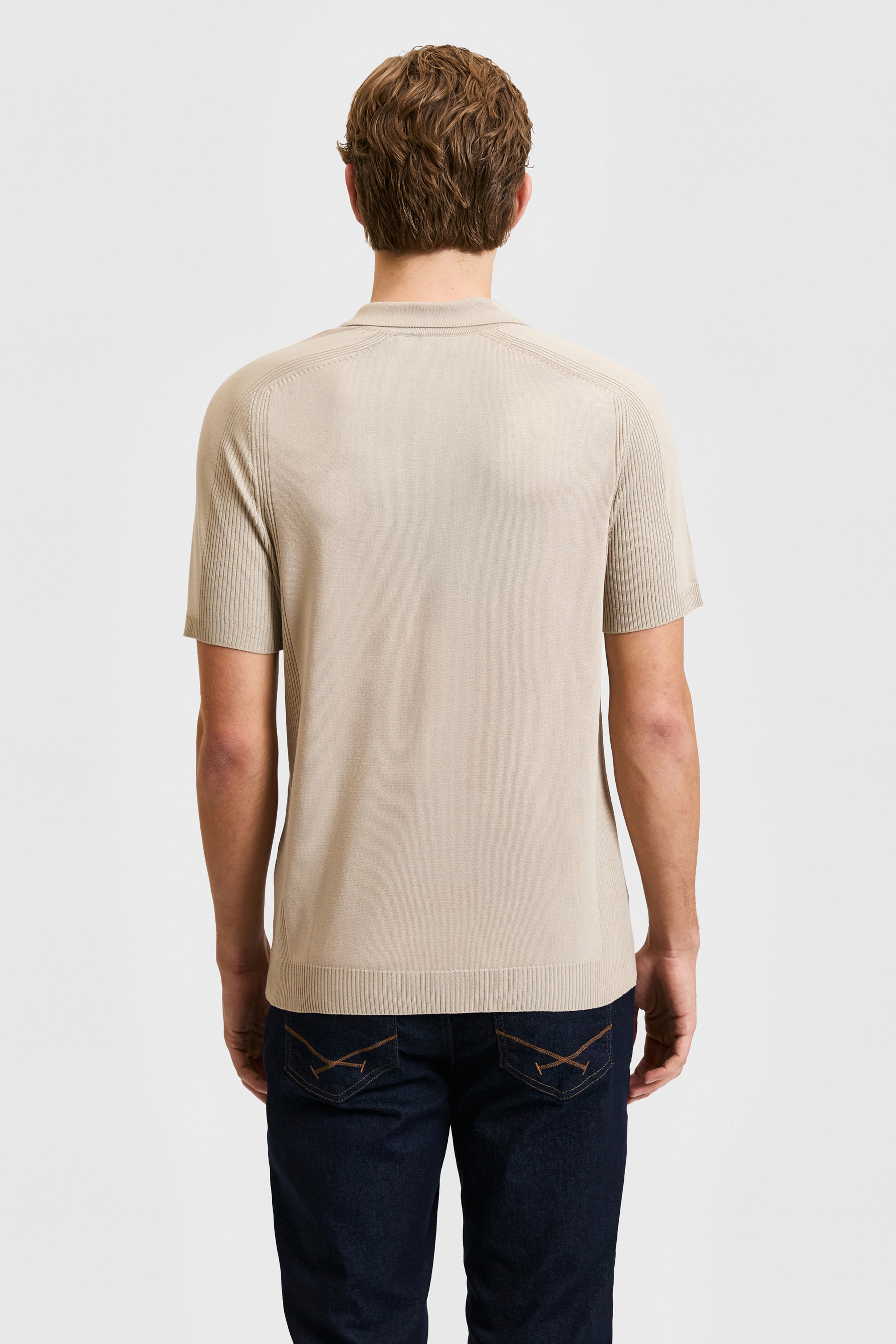 Erkek Taş Slim Fit Polo Yaka Yarım Fermuarlı Tişört