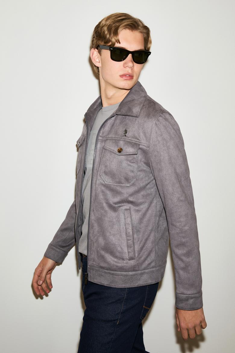 Erkek Antrasit Deri Ceket - 50324607015