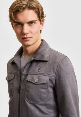 Erkek Antrasit Deri Ceket - 50324607015