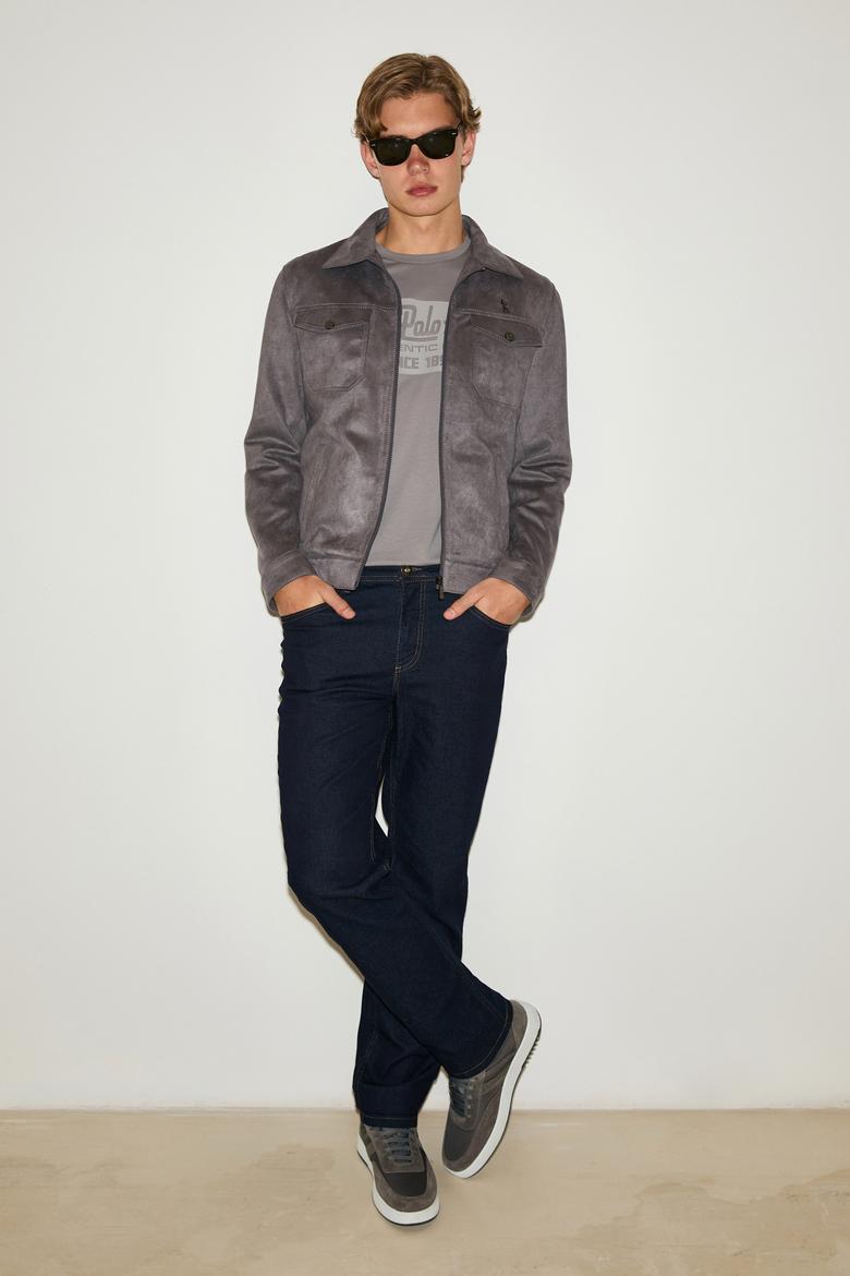 Erkek Antrasit Deri Ceket - 50324607015