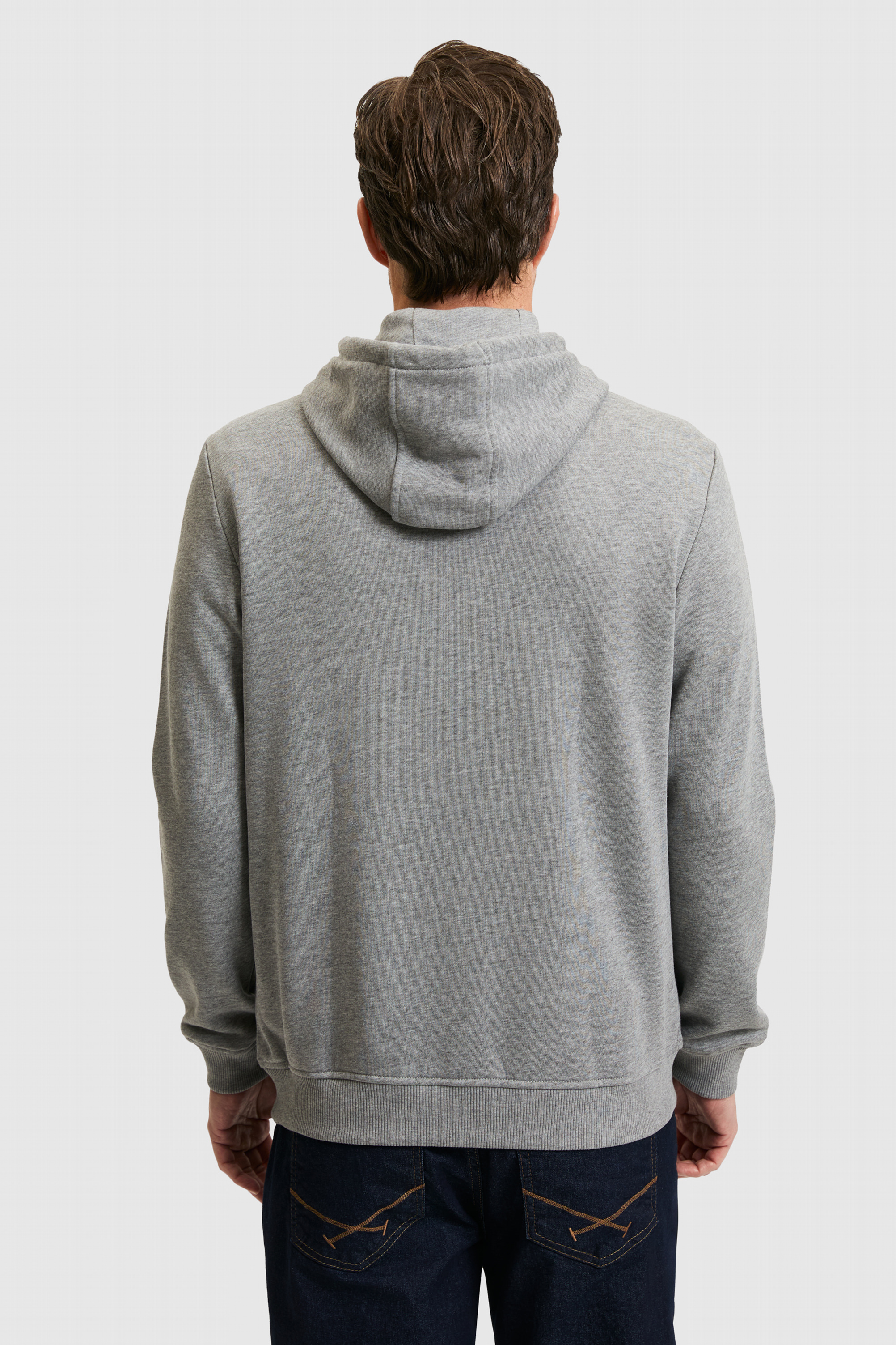 Erkek Gri Melanj Basic Sweatshirt - Image 5